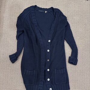 Elie Tahari Blue Cable Knit Cardigan Sweater